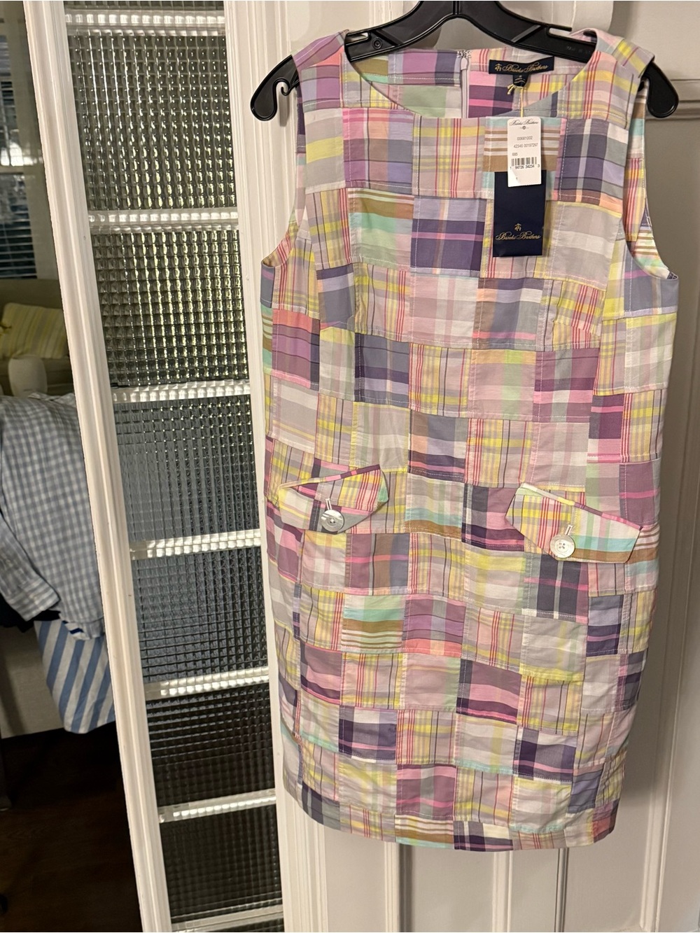 Brooks Brothers Cotton Madras Dress Patchwork Sheath Retro preppy sz8 NWT - Picture 3 of 13